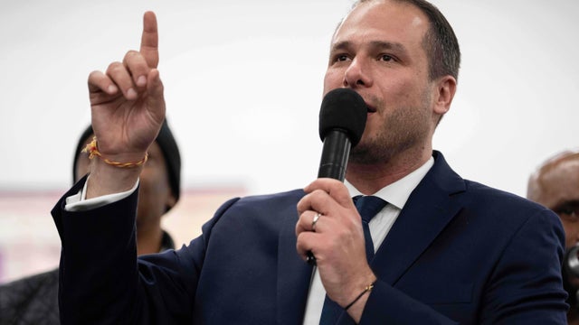 This combination image shows Jim McGreevey, left, in Trenton, N.J., Jan. 10, 2023, and James Solomon, Nov. 25, 2025, in Jersey City, N.J. 