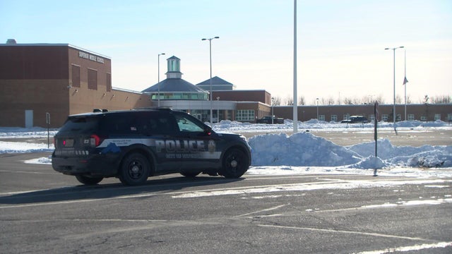 Police car with bright lights and siren 