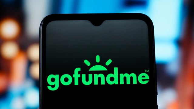 In this photo illustration, the GoFundMe (Go Fund Me) logo 