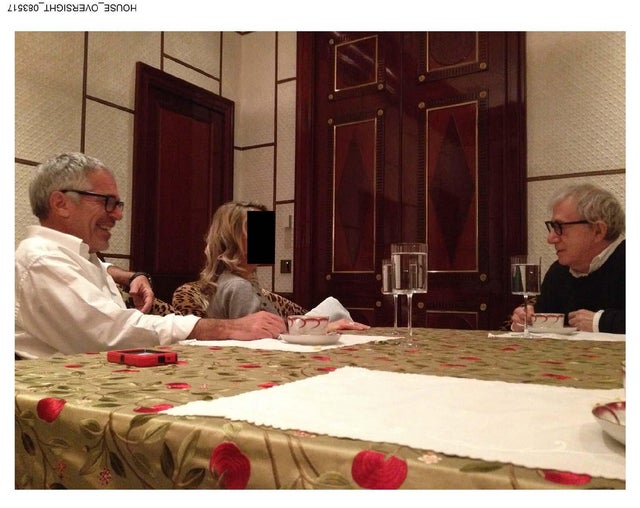 Jeffrey Epstein and Woody Allen in a photo produced by the Epstein estate. 