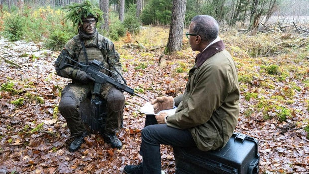 A German solider and Bill Whitaker
