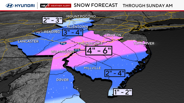 Winter Storm Warning in effect through Sunday morning as snow falls across the region 