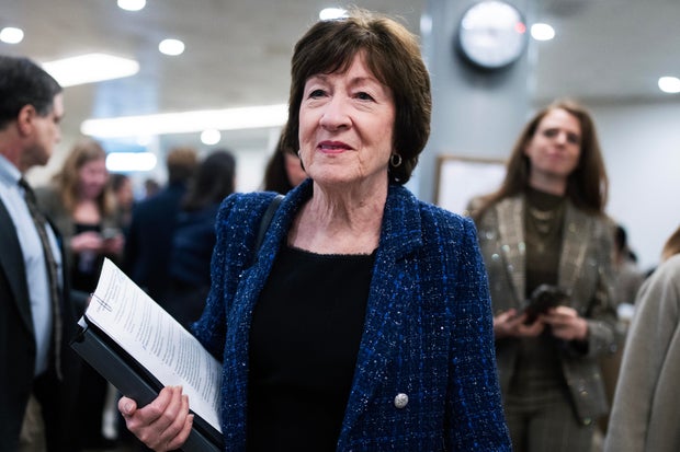 Sen. Susan Collins is seen in the Senate subway on Dec. 9, 2025.