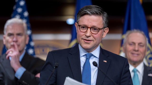 Speaker of the House Mike Johnson holds a press briefing at the Capitol in Washington on Tuesday, Dec. 16, 2025. 