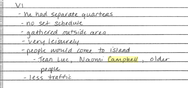 Handwritten notes from a July 2019 interview with one of Epstein's accusers. 