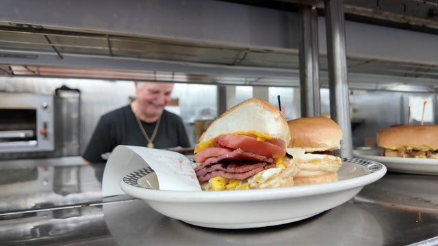 Food on a plate at a diner 