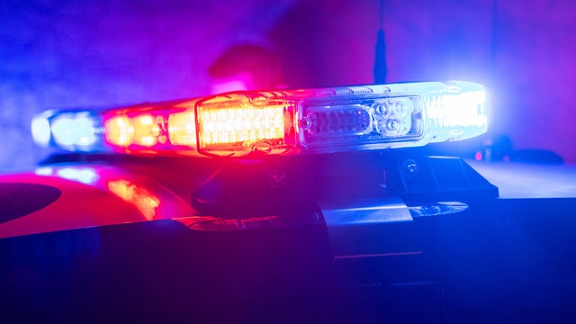 Emergency lights on a us police car 