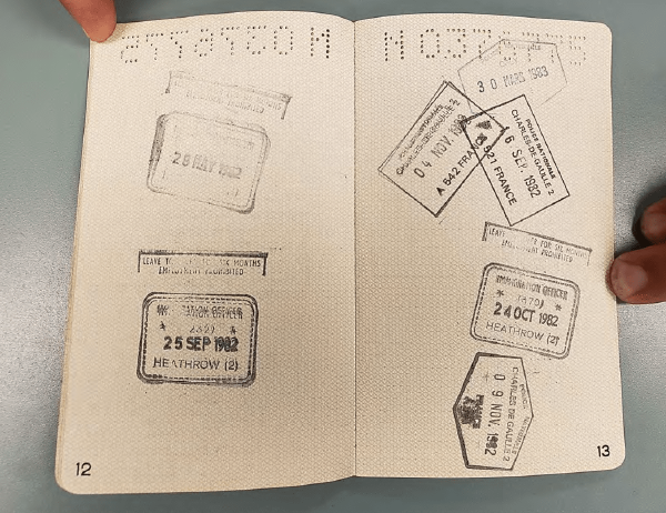 One of several pages of stamps on Jeffrey Epstein's Austrian passport. 
