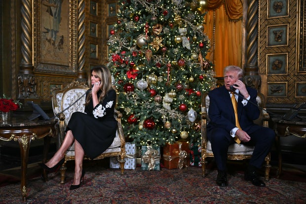 President Trump and first lady Melania Trump with a Christmas tree
