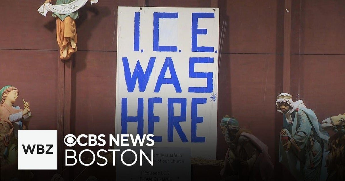 Controversial "ICE was here" nativity scene remains up in Massachusetts on Christmas