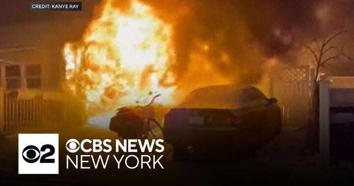 Intense fire spreads from Long Island garage to a home, injuring the owner