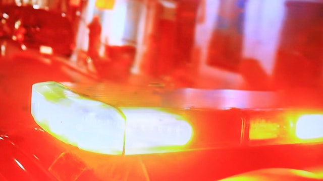 Flashing lights on a high speed fire truck, close up 