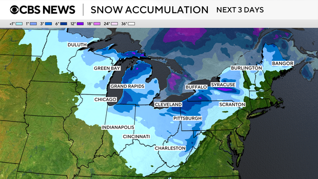 Map shows snow in the forecast  