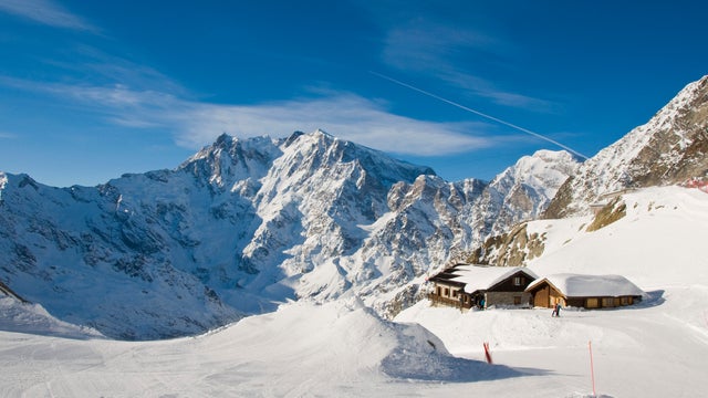 Snow on mountain in winter, Italy's Monte Moro 