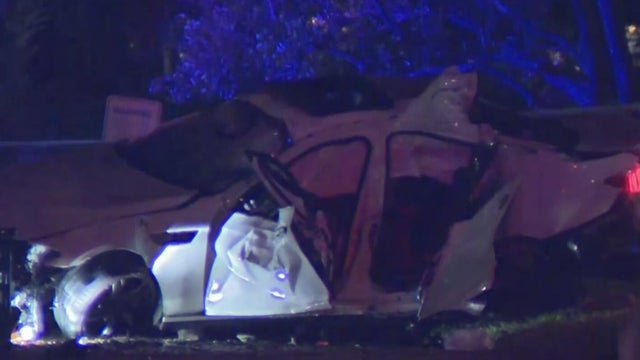 Flashing lights on top of police patrol car 
