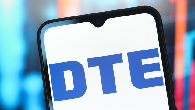 In this photo illustration, the DTE Energy logo is seen 