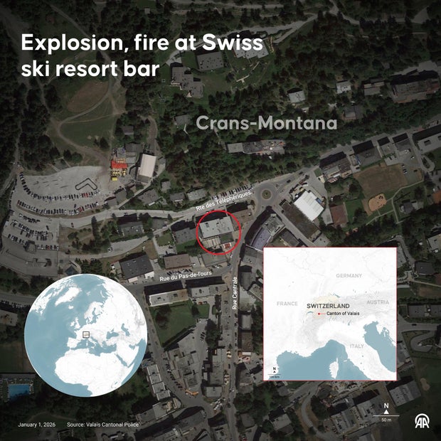Explosion, fire at Swiss ski resort bar 