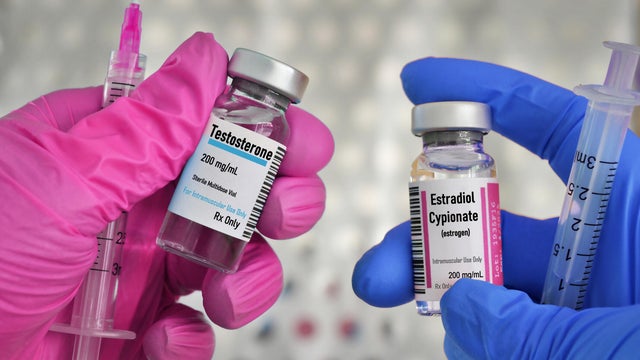 Transgender hormone therapy injections concept 