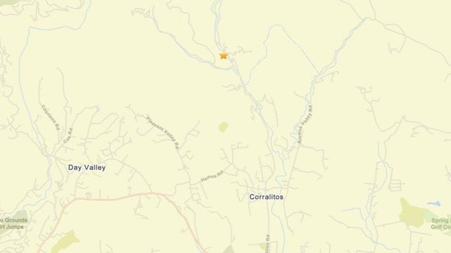 A star icon marks where an earthquake struck in Santa Cruz County 
