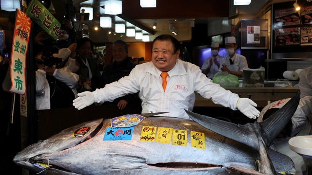 243-kilogram bluefin tuna auctioned for a record 510 million  yen ($3.24 million) in Tokyo 