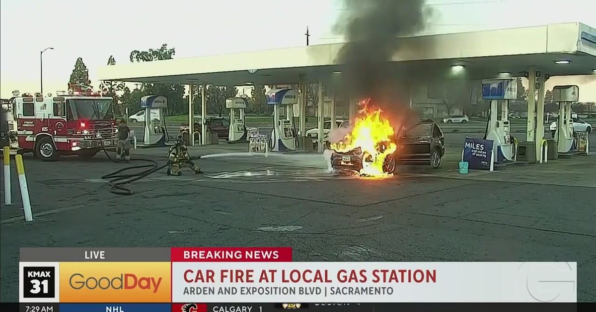 Car catches fire at Sacramento gas station - CBS Sacramento