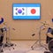 Japanese and South Korean leaders bang out surprise K-pop drum duet