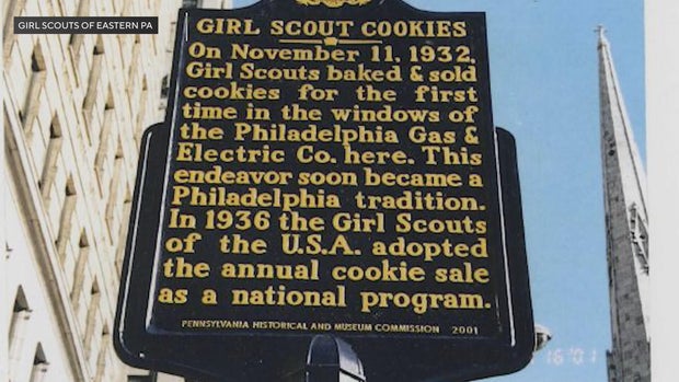 Girl Scout Cookies historical marker in Philadelphia 