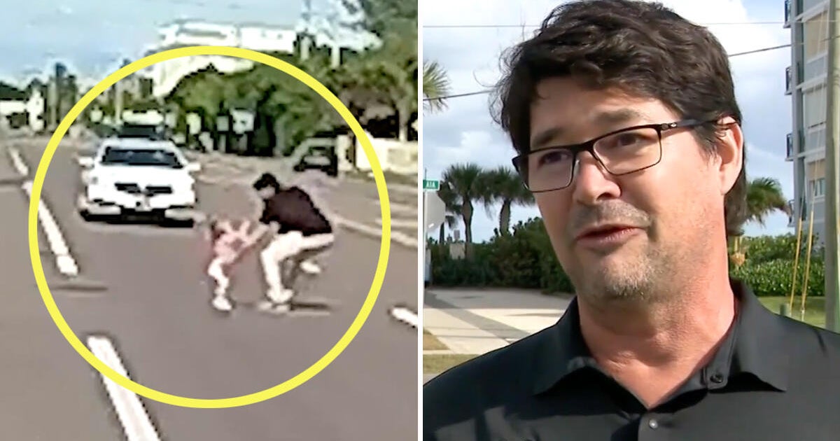 Video captures man rescuing toddlers from busy Florida road