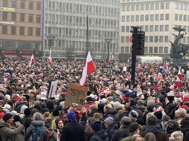 Protesters rally for Greenland in front of US Embassy in Denmark 