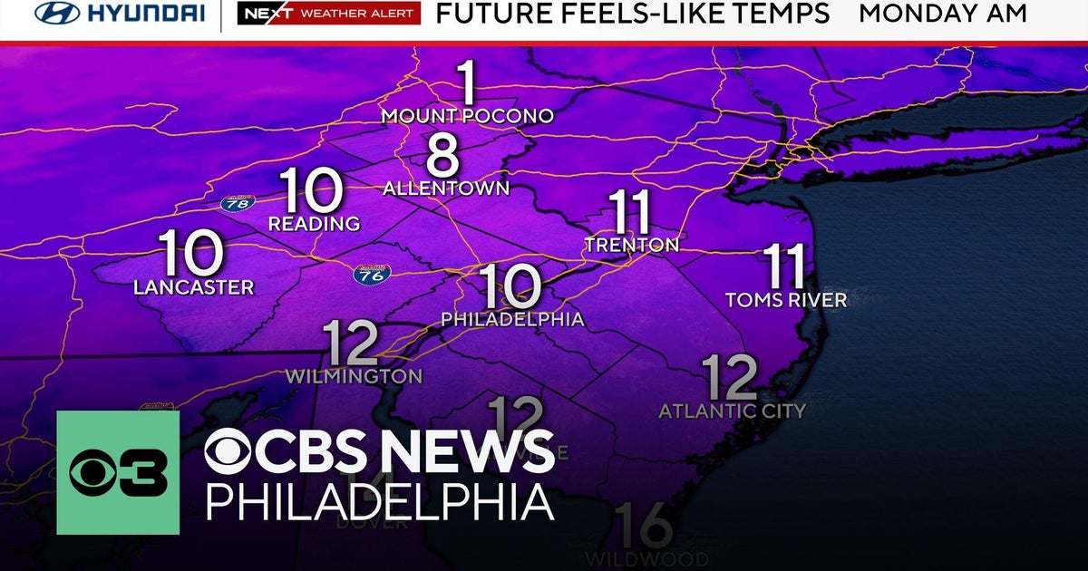 Snow tapers off Sunday night in Philadelphia as temperatures plunge