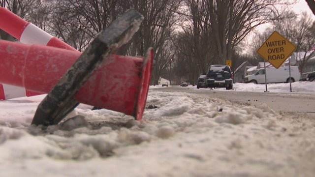Water main break in Mt. Clemens results in slick road conditions amid winter weather 