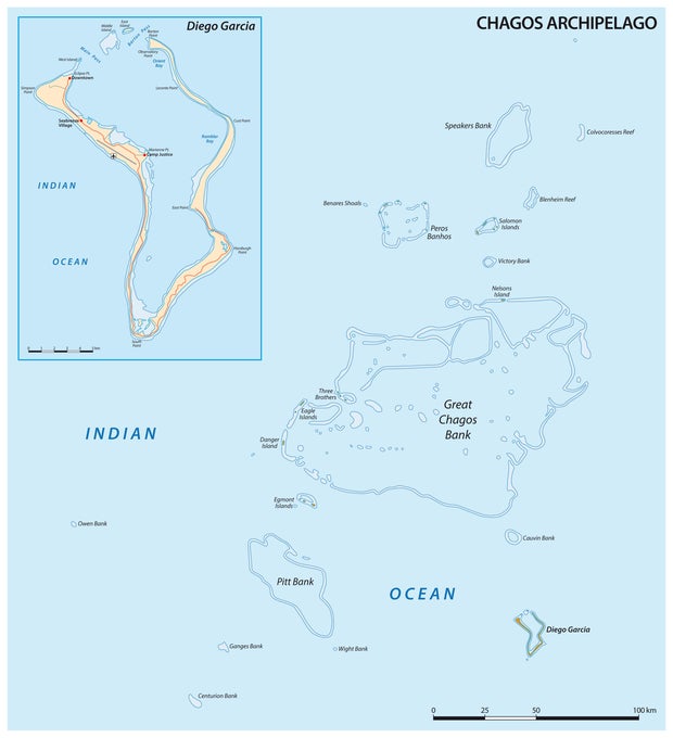 vector map of the Chagos Archipelago, British Indian Ocean Territory, United Kingdom 