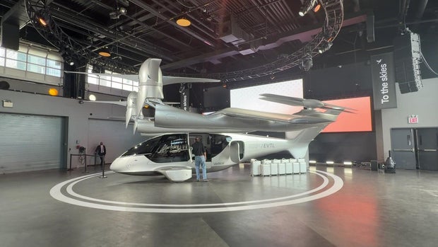 Vertical Aerospace's Valo electric air taxi on display in New York City on Jan. 23, 2025. 