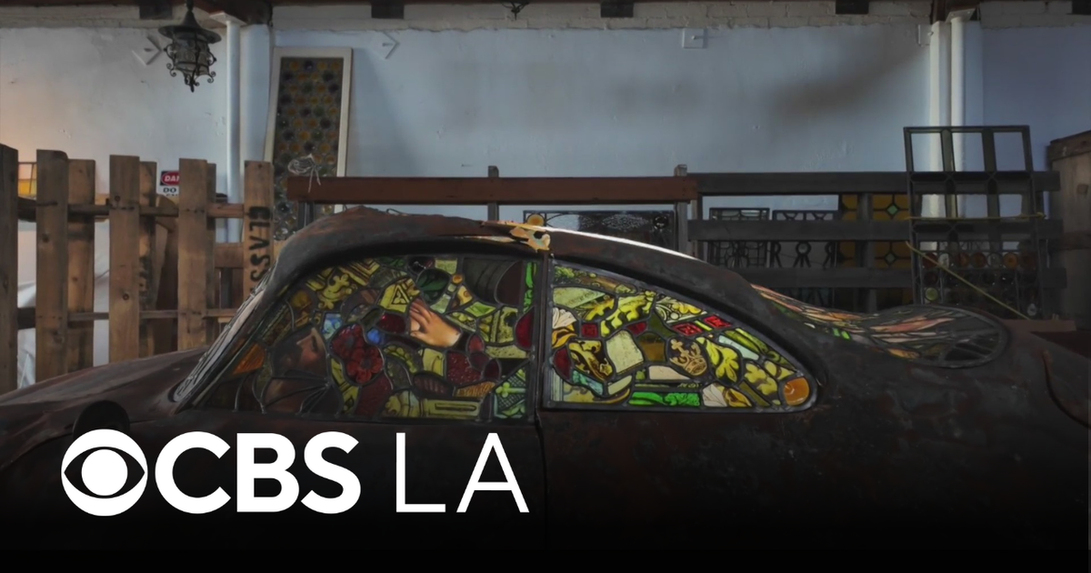 Glendale man turns burned out car from Palisades Fire into a work of stained-glass art