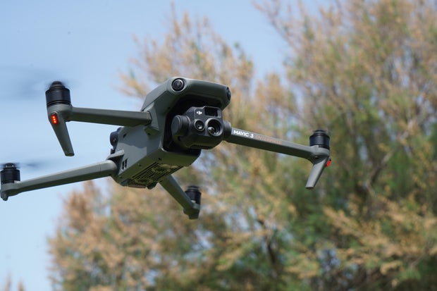 Dji mavic 3T enterprise in flight at the afternoon. Professional drone with great thermal camera and zoom. 