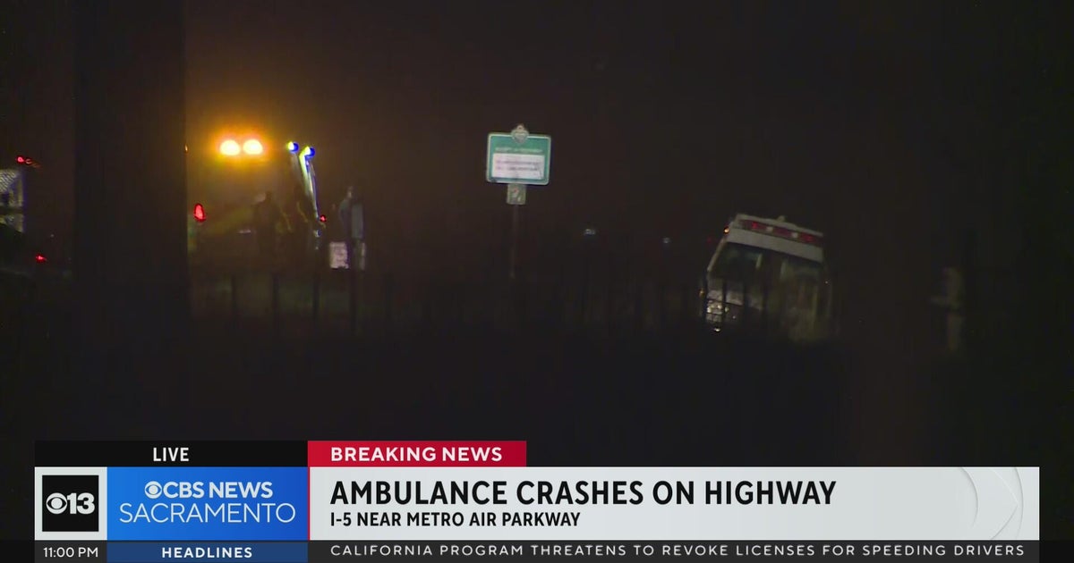 Private ambulance crashes along Sacramento freeway, resulting in injuries