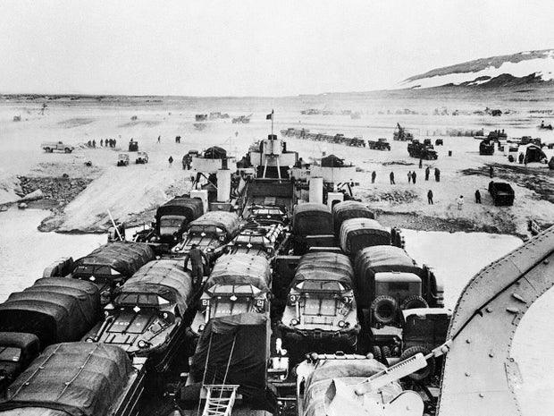 Trucks Unloaded At The Military Base Of Thule, Greenland, Around 1965