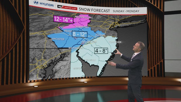 Snow forecast Sunday into Monday 