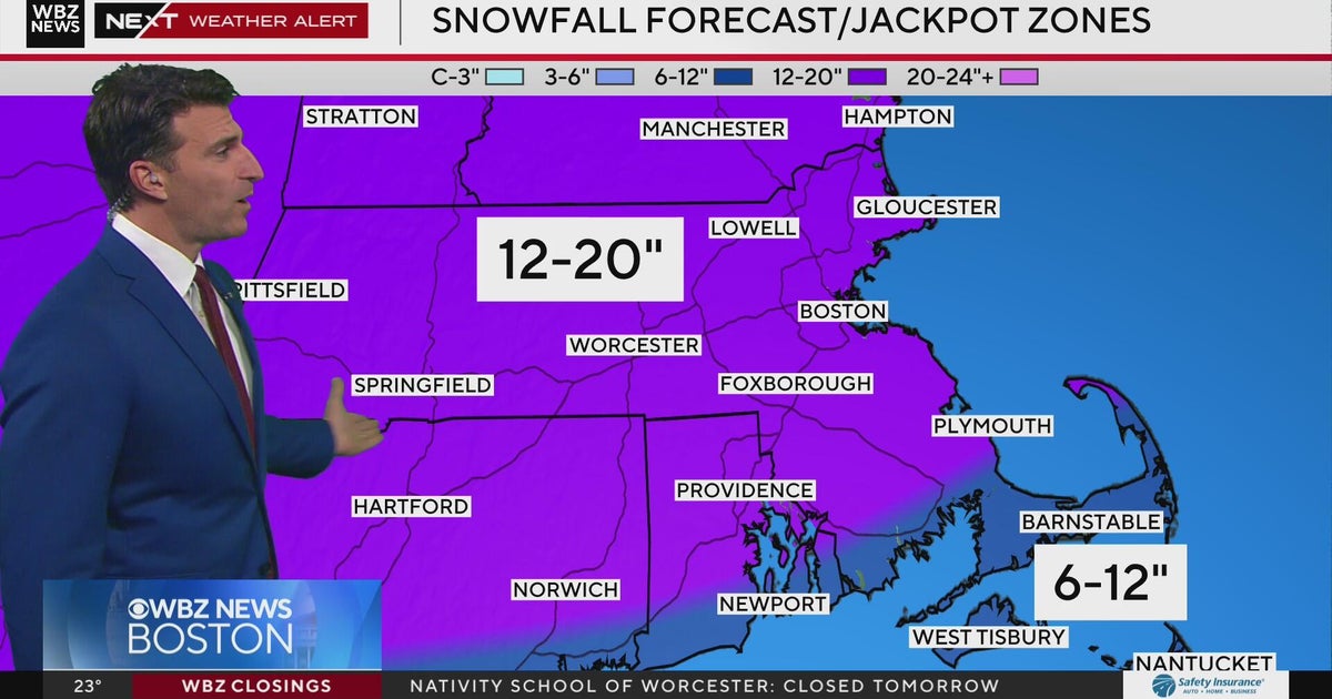 Weather forecast for snow storm still predicting two feet in parts of Massachusetts