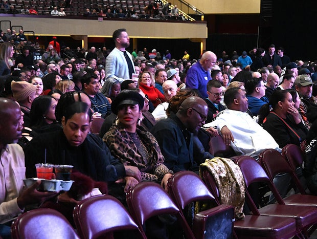 People post for photos at Mike Tyson's tour stop in Atlantic City 