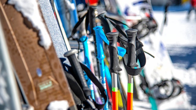 Racked Ski Equipment 