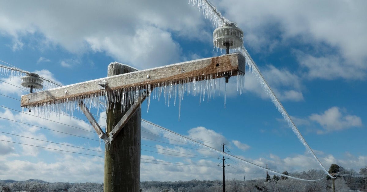 Ice from winter storm causes damage to power lines in southern U.S.
