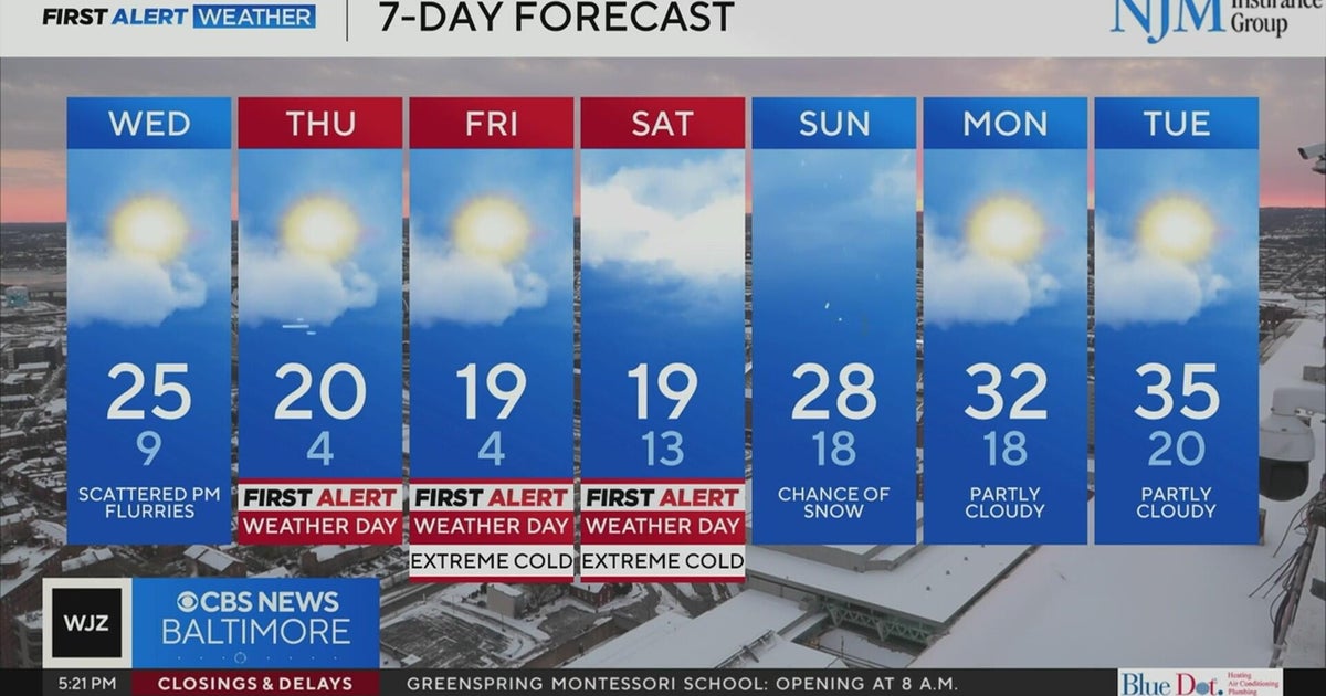 Extreme cold with snow chances this week in Maryland - CBS Baltimore