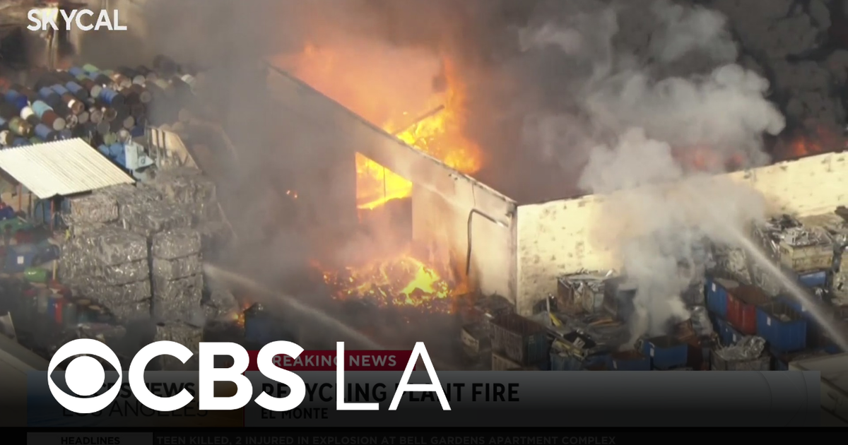 South El Monte residents urged to shelter in place due to large fire burning at recycling facility