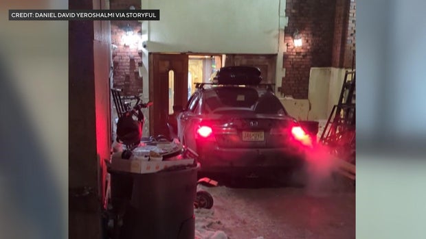 A vehicle ramming into the doors at Chabad headquarters in Brooklyn 
