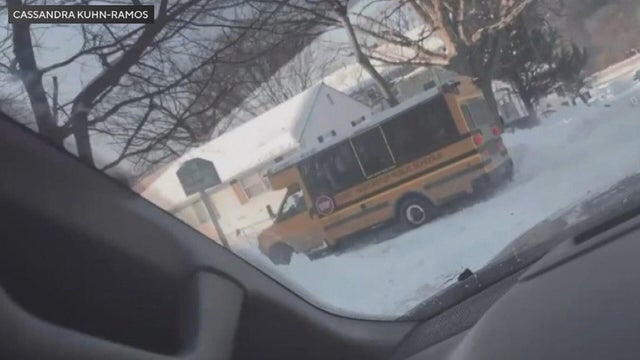 School bus Worcester snow 