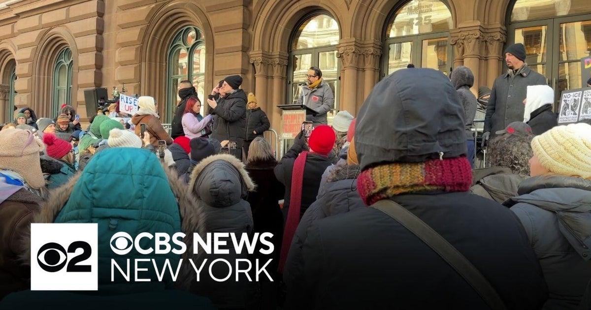 Artists protest ICE at event outside NYC's Public Theater