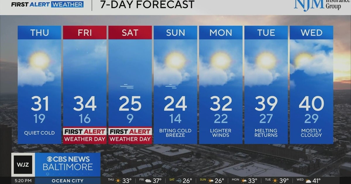 Snow chances return to end the week in Maryland - CBS Baltimore