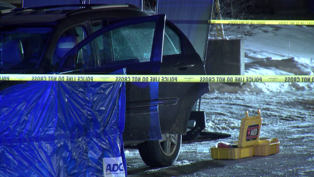 Generic police lights and yellow police tape at crime scene 