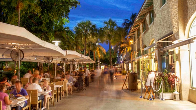 Miami Beach, Florida, MacArthur Causeway, Palm Island, and downtown skyline 